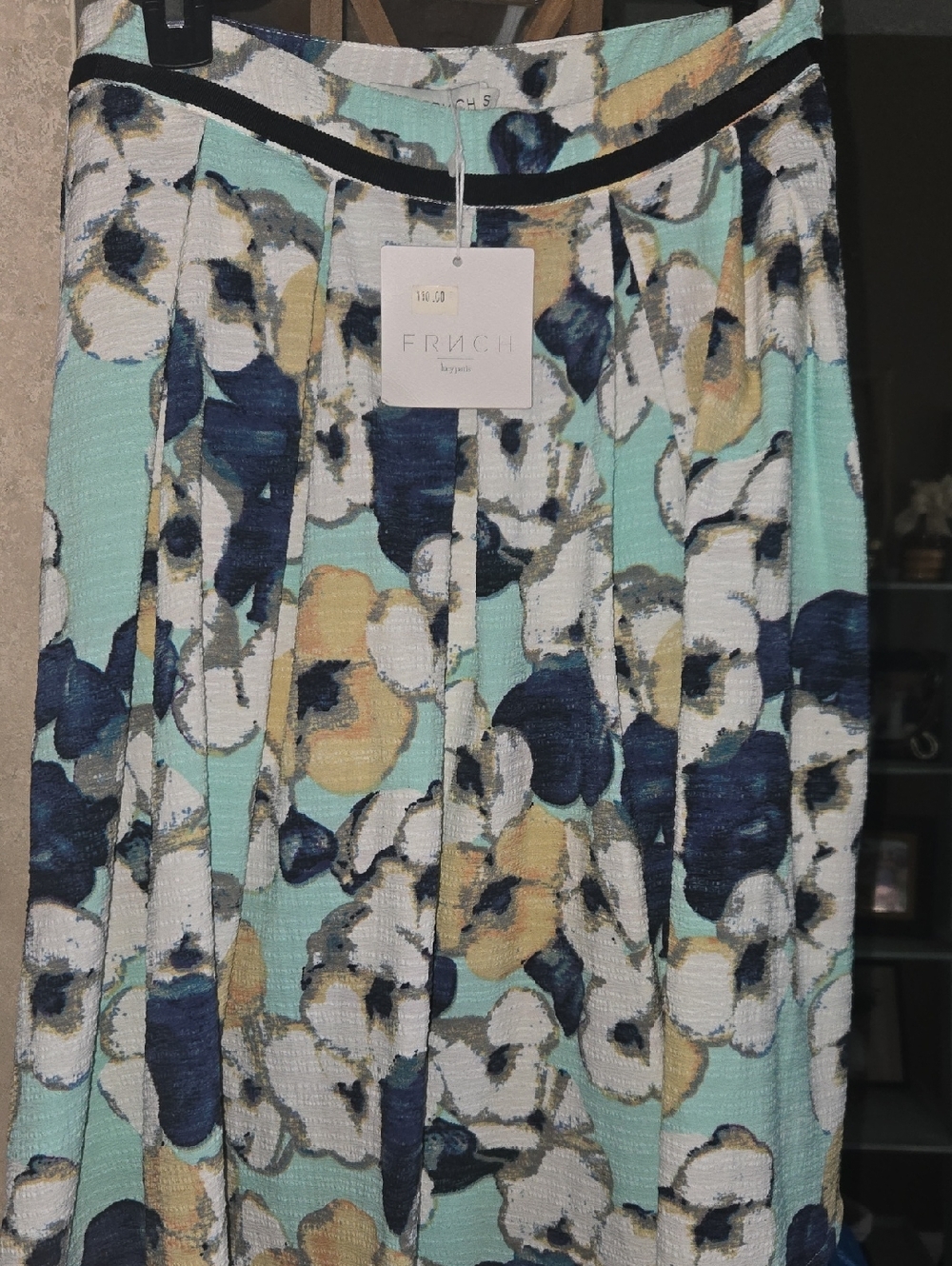 Mint Floral A-Line Skirt